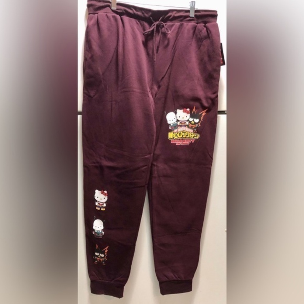 ⛄️Bioworld My Hero Academia Hello Kitty Maroon Joggers